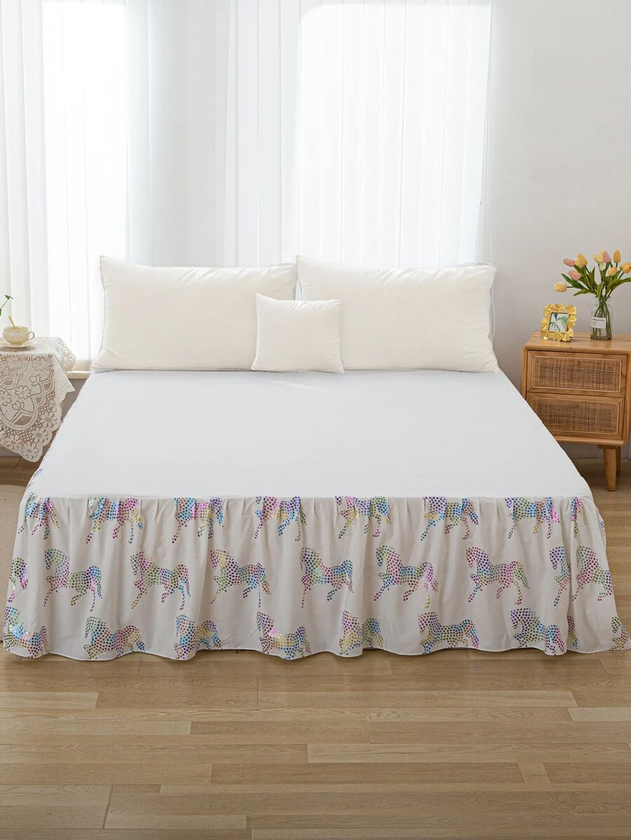 1入組亮片細節馬印花床裙