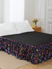 1pc Fish Scale Pattern Bed Skirt - Multicolor - View 3