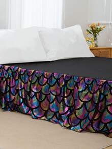 1pc Fish Scale Pattern Bed Skirt - Multicolor - View 4