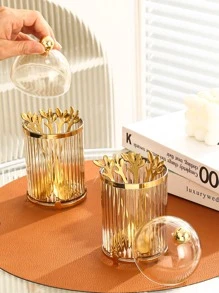 6 件叶子装饰餐具套装和 1 件储物盒圣诞礼物 - 彩色 - 查看 2