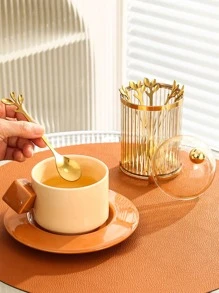 6 件叶子装饰餐具套装和 1 件储物盒圣诞礼物 - 彩色 - 查看 4