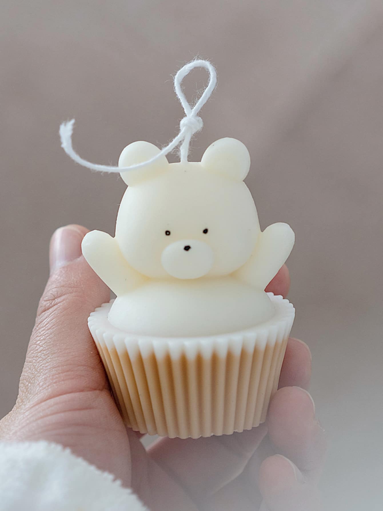 1 件熊形图案硅胶蜡烛模具 - 白色 - 查看 1