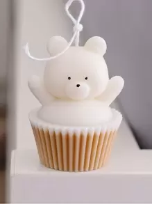 1 件熊形图案硅胶蜡烛模具 - 白色 - 查看 2