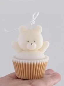 1 件熊形图案硅胶蜡烛模具 - 白色 - 查看 4