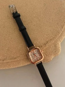 1pc Retro Mori Girl Style Small Square Quartz Watch