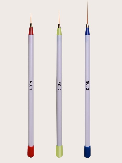 Ongle Stylo À Dessin Set , 3 pièces À Poignée En Métal Nail Art Stylo Brosse , Ongle Design Brosse , Peinture Dessin Doublure Ongle Outil , Pour Domicile Utiliser Et Ongle Professionnel salon