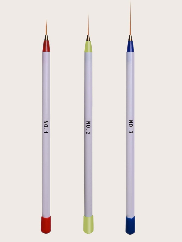 Nail Drawing Pen Set, 3PCS Metal Handle Nail Art Pen Brush,Nail Design