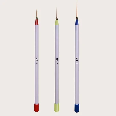 指甲繪圖筆套裝,3入組金屬手柄美甲筆刷,指甲設計刷,繪畫繪畫襯墊指甲工具,適用於家庭使用和專業美甲沙龍