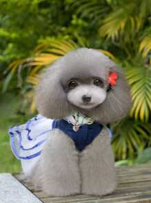 Đầm thú cưng họa tiết sọc - Màu xanh hải quân - Xem 2