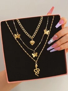 Vòng cổ xếp lớp Bướm & Rắn quyến rũ - Vàng - Xem 1