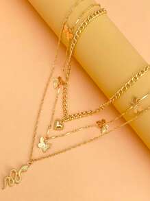 Vòng cổ xếp lớp Bướm & Rắn quyến rũ - Vàng - Xem 2