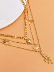 Vòng cổ xếp lớp Bướm & Rắn quyến rũ - Vàng - Xem 4