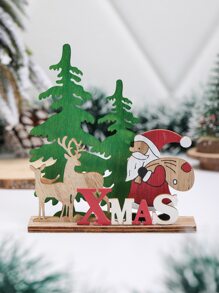 1pc Christmas Tree & Santa Shaped Decoration Craft - Multicolor - View 1