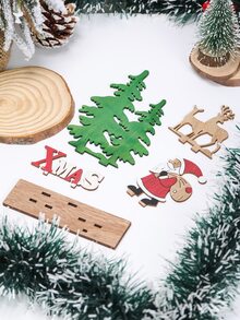 1pc Christmas Tree & Santa Shaped Decoration Craft - Multicolor - View 2