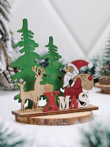 1pc Christmas Tree & Santa Shaped Decoration Craft - Multicolor - View 3