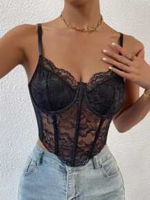 Chiquease 1pc Lace Bustier Cami Top