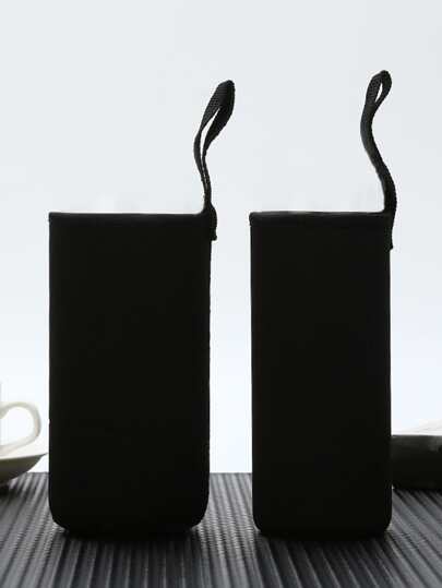 1pc Solid Portable Insulation Water Bottle Cover, Simple Black Bottle Cover For Household
