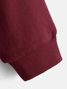 Young Boy Patched Detail Mock Neck Sweatshirt,In Fall/Winter - Burgundy - View 3