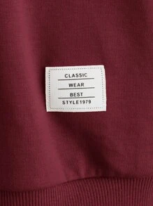 Young Boy Patched Detail Mock Neck Sweatshirt,In Fall/Winter - Burgundy - View 4