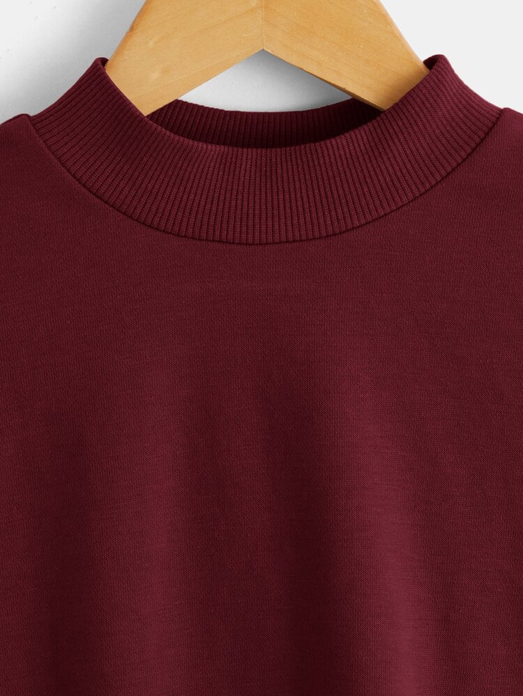 Young Boy Patched Detail Mock Neck Sweatshirt,In Fall/Winter