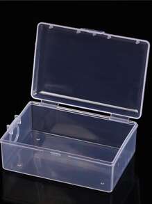 1pc Clear Plastic Desk Storage Box, Small Rectangle Storage Case For Household