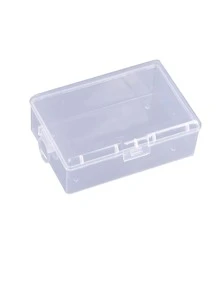 1pc Clear Plastic Desk Storage Box, Small Rectangle Storage Case For Household