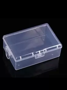 1pc Clear Plastic Desk Storage Box, Small Rectangle Storage Case For Household