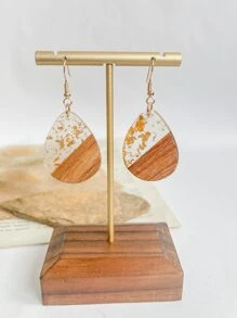 撞色水滴耳環 - 彩色 - 查看 1