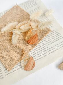 撞色水滴耳環 - 彩色 - 查看 2