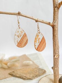 撞色水滴耳環 - 彩色 - 查看 4