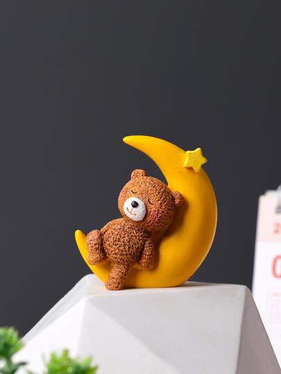 1 件树脂卡通熊雕像，客厅、书房、卧室、餐厅的家居装饰，节日装饰，母亲节、感恩节、情人节礼物，最佳节日礼物