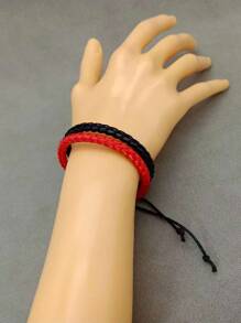 Hombres Pulsera trenzada de dos tonos a capas - Multicolor - Ver 2