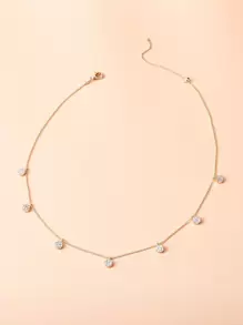 SHEIN Belle 方晶鋯石吊墜項鏈 - 金黃色 - 查看 1