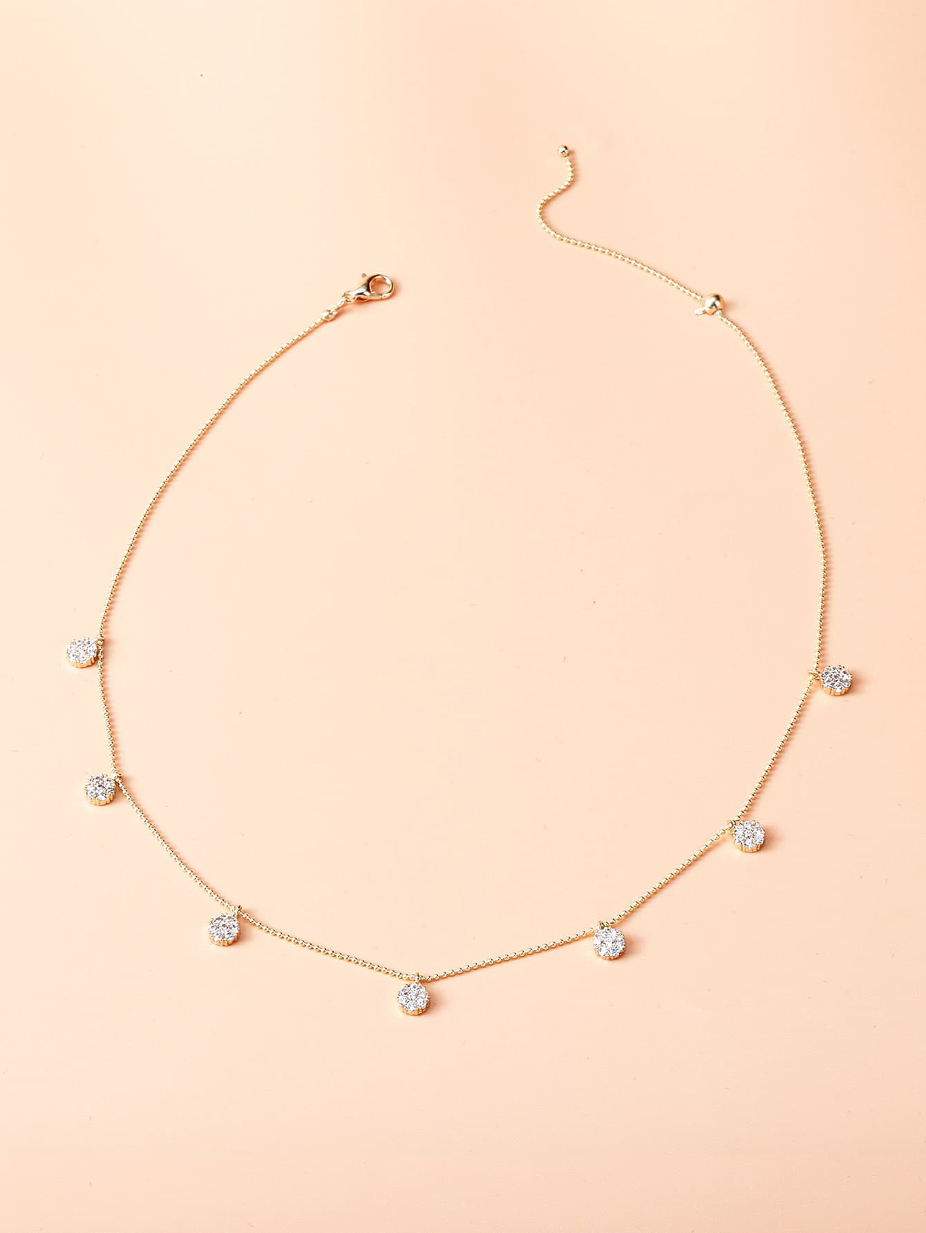 SHEIN Belle 方晶鋯石吊墜項鏈 - 金黃色 - 查看 1