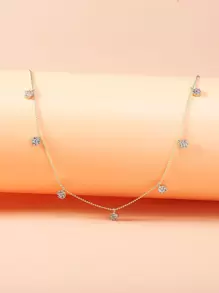 SHEIN Belle 方晶鋯石吊墜項鏈 - 金黃色 - 查看 3