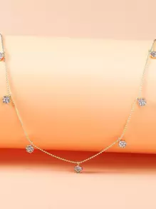 SHEIN Belle 方晶鋯石吊墜項鏈 - 金黃色 - 查看 4