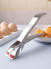 1入組防燙傷銀極簡不銹鋼廚房鉗子適用於碗