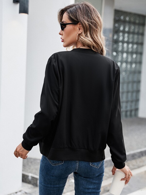 SHEIN EZwear Zip Up Bomber Jacket SHEIN UK