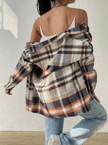 SHEIN EZwear Plaid Print Drop Shoulder Shirt,Long Sleeve Tops