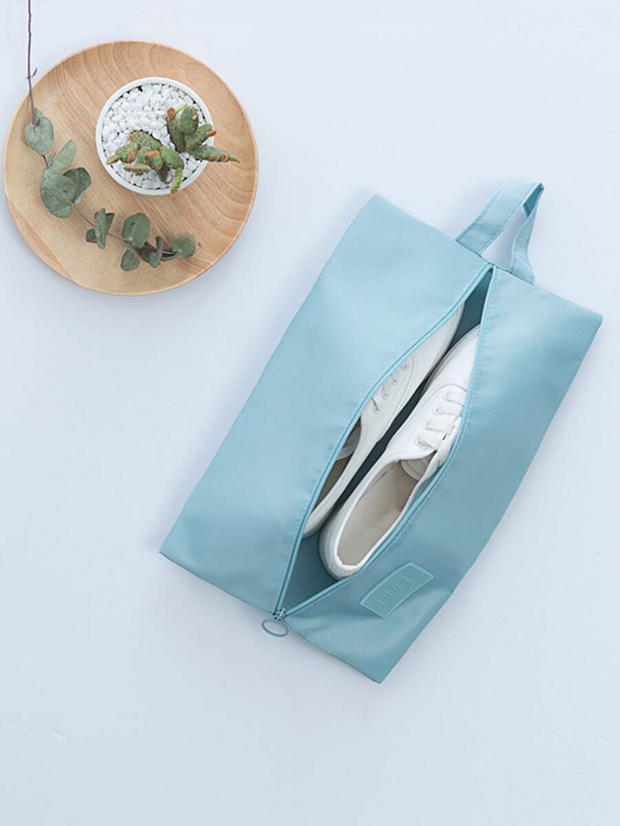 1pc Patch Decor Travel Shoe Storage Bag - Baby Blue - View 1