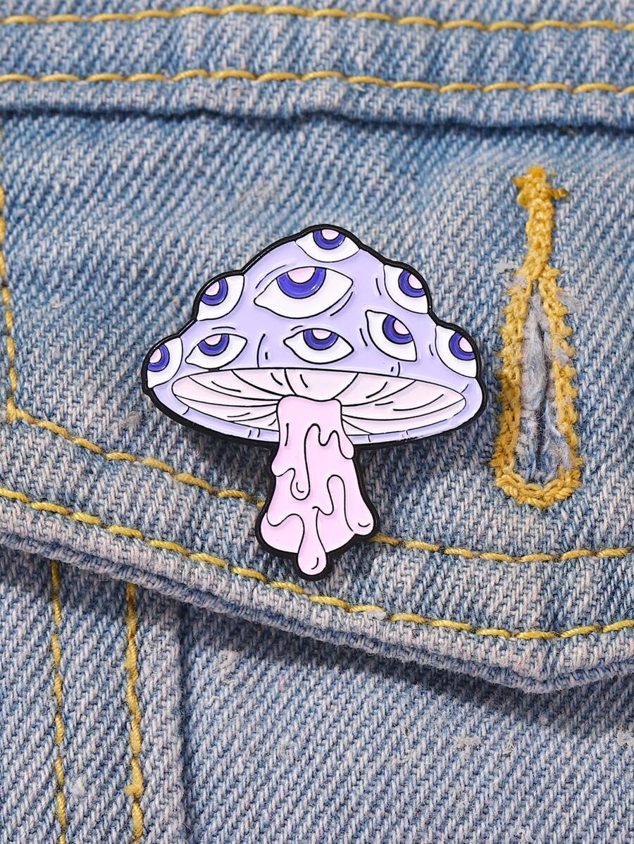 Eye Detail Mushroom Design Brooch - Multicolor - View 1
