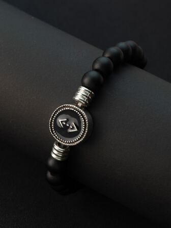 Men Round Decor Beaded Bracelet Glass Fashion Punk Popular Jewelry Gift Personalized
