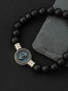 Men Round Decor Beaded Bracelet Glass Fashion Punk Popular Jewelry Gift Personalized - Multicolor - View 2