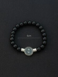 Men Round Decor Beaded Bracelet Glass Fashion Punk Popular Jewelry Gift Personalized - Multicolor - View 3