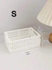 1入組純色桌面儲物籃白色塑料可折疊家用辦公桌整理架 - 白色 - 查看 3