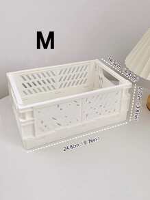 1入組純色桌面儲物籃白色塑料可折疊家用辦公桌整理架 - 白色 - 查看 4