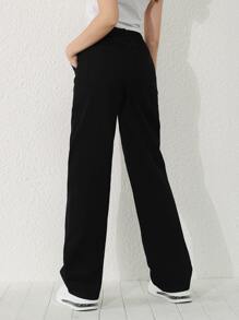 SHEIN Explorewe Teen Girls Straight Leg Jeans - Black - View 2