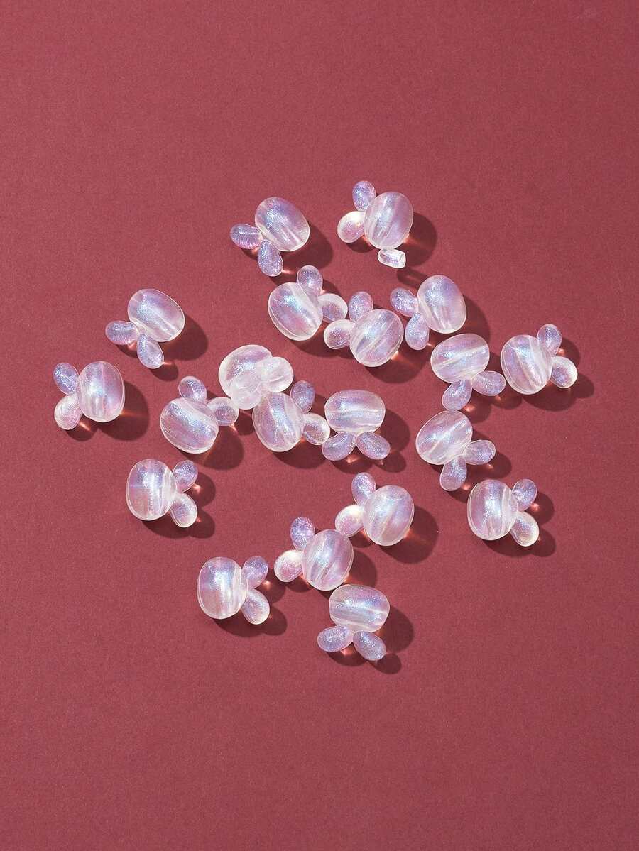 20 piezas conejo cabeza DIY cuenta - Blanco - Ver 1