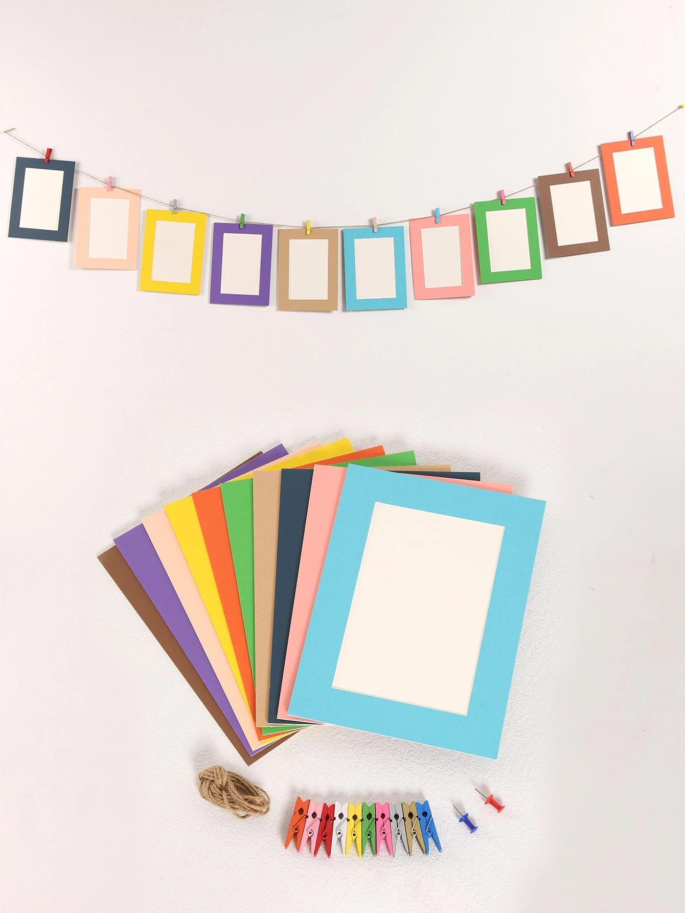 10ピース 段ボール フォトフレーム 10ピース クリップ 1個 ロープ 2個 ピン Shein Japan