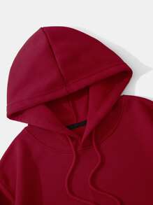 INAWLY Áo hoodie lót nhiệt rút dây chắc chắn, áo dài tay - Màu Đỏ Sâu - Xem 4